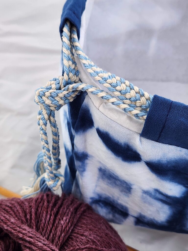 Komebukuro bag kumihimo cord indigo blue