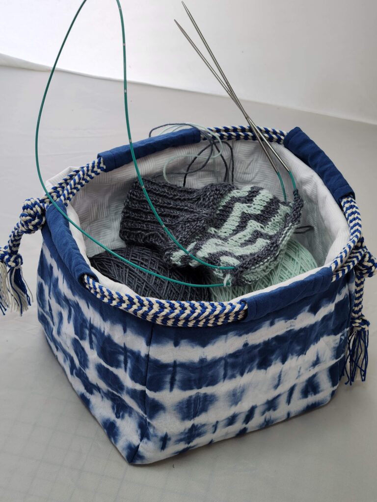 komebukuro, upcycling bag, indigo blue, shibori
