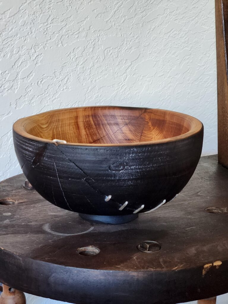 turning wood bowl juniper