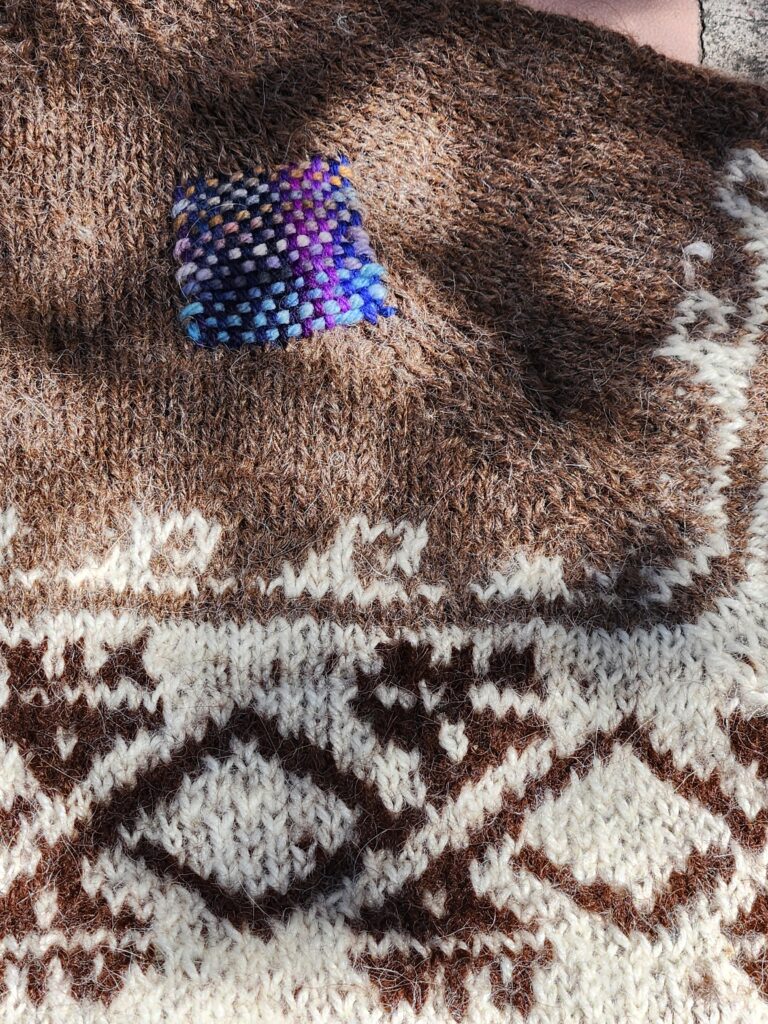 visible mending wool alpaca, upcycling