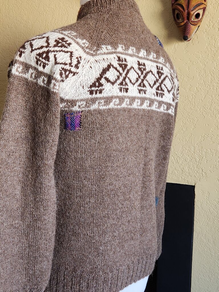 wool sweater, alpaca, upcycling, visible mending