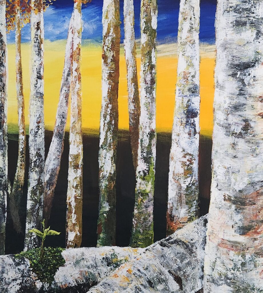 ash fores painting, alamos arboles pintura
